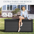 NUNU LAB 260 Gallon Outdoor Storage Box, Large Resin Deck Box with Double Wall Panels, Waterproof Patio Storage Bin for Garden Tools, Pool Accessories, Package Deliveries & Outdoor Gear