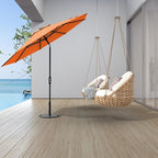 Midtown Umbrellas The Swilt 10 Feet Patio Umbrella in Sunbrella Canvas Tuscan Acrylic Fabric - Fiberglass Ribs, Auto-Tilt Aluminum Frame For Backyard, Deck, Garden, Pool - White Pole