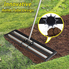 36"x10"Lawn Leveling Rake with Aluminum Rollers, Stainless Steel Yard Lawn Leveler Tool with Adjustable Long Handle, Yard Leveling Rake Suit, Levelawn Tool for Soil, Grass, Golf Course, Garden, Farm