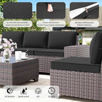 Outdoor Patio Furniture Set, 12 Pieces Outdoor Furniture All Weather Patio Sectional Sofa PE Wicker Modular Conversation Sets with Coffee Table,10 Chairs & Seat Clips(Black)