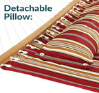 Sunnydaze Quilted Outdoor Hammock with Spreader Bars - Heavy-Duty 450-Pound Capacity Double Hammock for Outside - Red Stripe