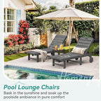 Outdoor Chaise Lounge Chairs, 26.8” Super Wide Lounge Chair Outdoor, HDPS Pool Chairs with 5 Positions, Patio Lounge Chair with Wheels for Pool,Lawn,Backyard, Dark Gray