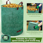 63 Gallons Lawn and Leaf Bags,Reusable Yard Waste Bags with Gardening Gloves,Heavy Duty Garden Bags with 4 Handles for Lawn Care, Camping & Recycling(3 Pack）