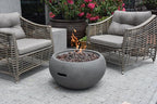 AMS Fireplace | Modeno Newbridge Package | Light Gray Natural Gas Fire Pit Table for Outside Patio Bundle with SS Burner Lid | Free Ice Bucket