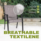 NUU GARDEN Outdoor Dining Chair Set of 2, Breathable Textilene Fabric and Aluminum Frame with Backrest and Armrests, Quick-Dry and Rust-Resistant, Patio Chairs for Lawn, Garden, Grayish Brown