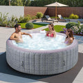 Inflatable Hot Tub for 4-6 People, Portable Bubble Massage Spa with 130 Soothing Jets, Built-in Heater Pump & 6 Filter Cartridges (Round)