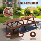 Picnic Table with Bench for 12 Person Rectangle Outdoor Wooden Outdoor Picnic Table for Patio Garden Backyard Large Outside Dining Table Set with Umbrella Hole
