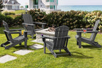 SERWALL Foldable Adirondack Chair Set of 2, HDPE Adirondack Chair with Wood-Texture-Gray