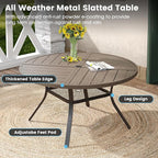 DIFY 7 Pieces Outdoor Patio Dining Set, 6 Sandshell Textilene Swivel Dining Chairs and 47.2" Grey Wood-Like Round Metal Dining Table, Outdoor Table and Chairs