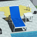 Domi Outdoor Lounge Chair, Aluminum Patio Chaise Lounge with 5 Position Adjustable Backrest and Wheels, All Weather Reclining Chair with Side Table for Patio, Yard,Balcony,Poolside (Blue)