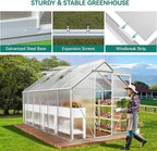 YITAHOME 6X12FT Polycarbonate Greenhouse Large Heavy Duty Green Houses Outdoor Greenhouses Aluminum Sliding Doors Vent Window for Garden Backyard, Silver