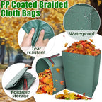 2 Packs Large Reusable Yard Waste Bags with Gloves, 53 Gallons Pletpet Garden Waste Bags Green Lawn and Leaf Bag Large Yard Dustpan-Type Garden Bag for Collecting Leaves, Fallen leaves and Waste