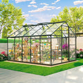 Outdoor Greenhouse, Polycarbonate Green House, Small Walk-in Greenhouse with Vented Roof Window, Windproof Aluminum Frame with Quick-Installation Structure, Suitable for Gardening