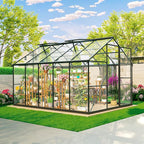 Outdoor Greenhouse, Polycarbonate Green House, Small Walk-in Greenhouse with Vented Roof Window, Windproof Aluminum Frame with Quick-Installation Structure, Suitable for Gardening