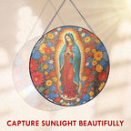 FLAGWIX Christmas Christian Gifts for Women - Virgen De Guadalupe Stained Glass Window Hanging 8 in - Religious Gifts for Women, Our Lady of Guadalupe Sun Catchers Indoor Window for Hanging Decor