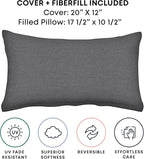 Honeycomb Outdoor Lumbar Toss Pillow Set, 20" W x 12" L, Heathered Solid Dark Grey Outdoor Pillows