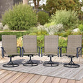 Patio Swivel Chairs Set of 4, Outdoor Swivel Chairs with Armrest, High Back Patio Chair with Metal Frame, All-Weather Outdoor Dining Chair for Deck, Porch and Lawn, Mocha