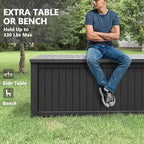 NUNU LAB 180 Gallon Outdoor Storage Box,Large Resin Sturdy Deck Box, Backyard Outside Storage Box Waterproof with Double Wall Panels,Package Delivery Garden Hose Storage Bin Outdoor Tool