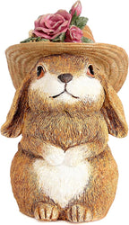 Garden Statues Rabbit with Hat, Bunny Statue Outdoor Decorations for Front Porch Decor Lawn- Yard Art and Garden Decor & Patio Decor, Unique Gardening Gifts for Mom