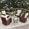 6 Pieces Patio Furniture Sets, Wicker Rattan High Back Outdoor Swivel Rocking Chairs Set with Side Table