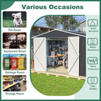 10x12 FT Outdoor Storage Shed, Large Metal Garden Shed with Lockable Hinged Doors, Outside Tool Shed with Sloped Roof & 4 Air Vents, Waterproof Storage Building for Backyard, Patio, Lawn, Black