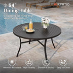 7 Pieces Outdoor Table and Chairs, Patio Dining Set for 6 Includes 54" Round Outdoor Table and 6 Patio Chair Set, Outdoor Dining Furniture Set for Lawn Backyard Deck, Brown