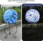 Lily's Home Gazing Ball - 10" Glass Globe with Solar Powered Lights - Outdoor Solar Lights for Yard & Patio - Garden Decor - Automatic On/Off Photosensitive Switch - Battery Included