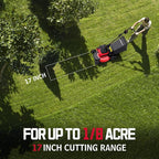 PowerSmart 40V 17" Cordless Lawn Mower with 4.0Ah Battery and Charger, Brushless Motor, up to 1/8 Acre, 3-in-1 (MB2418A)