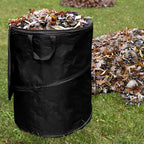 Wakeman Collapsible Trash Can - 46-Gallon Garbage Can Outdoor Bin with 3 Stakes for RV, Camping, Storage, Recycling, or Yard Waste Outdoors (Black)