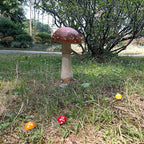 Mushroom Decor Outdoor Garden Statue - Garden Gnome's Favorite Garden Decoration Patio Decor (11.8", Brown)