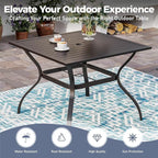 Patio Dining Set for 4, 37”Square Table with Umbrella Hole, 4 Metal Blue Chairs, Outdoor Table and Chairs for Lawn Backyard and Deck
