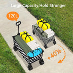 Wagons Carts Foldable with All-Terrain Big Wheels 400 LBS, Heavy Duty Collapsible Utility Wagon Cart, Folding Grocery Cart for Beach, Camping, Sports, Shopping, Garden and Fishing-Black Stripe