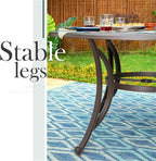 PHI VILLA Round Patio Dining Tables for 6 Person, Outdoor Aluminum Table 54" Dia with 2.1" Umbrella Hole, Lawn Garden Tables for All Weather