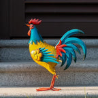 Natelf Rooster Garden Statues Outdoor Decor Metal Chicken Sculpture, Yard Art for Patio, Porch, Backyard-Rustic Farmhouse Decoration Unique Gifts for Mom, Grandma, Garden Lovers