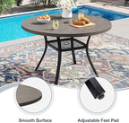 VICLLAX Round Patio Dining Table, 4-6 Person Metal Outdoor Dining Table with Umbrella Hole for Garden Lawn Deck, 47.2" Grey