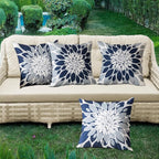 Qahing Pack of 4 Outdoor Waterproof Pillow Covers 16x16 Decorative Outdoor Throw Pillows Garden Square Cushion Cases for Patio Furniture, Couch, Tent Sunbrella, Bench, Navy Blue Grey
