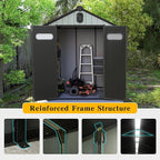 Domi 6x4FT Resin Outdoor Storage Shed with Lockable Door, Waterproof Outside Sheds with Windows & Vents, Heavy-Duty Plastic Tool Storage Shed for Patio Furniture, Lawn Mower, Bike