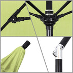 California Umbrella 9' Round Aluminum Pole Fiberglass Rib Market Umbrella, Crank Lift, Collar Tilt, Black Pole, Sunbrella Spectrum Mist