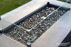 Elementi+ | Bundle Cape Town Gas Fire Pit Cast Concrete 56" Rectangular Fire Table, Outdoor Fire Pit Electronic Ignition | Canvas Cover, Fire Glass and Burner Lid Included | Dark Gray | Propane Gas