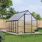 8'x12' Aluminum-Framed Polycarbonate Greenhouse, Heavy Duty Polycarbonate Greenhouse with Quick Setup Structure and Roof Vent, Large Enhanced Aluminum GreenhouseKit for Outdoors