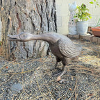 Vintage Cast Iron Goose Statue (18" Tall) - Handcrafted Feather Details, Realistic Garden Lawn Decor, Heavy Duty Outdoor Sculpture HC3267