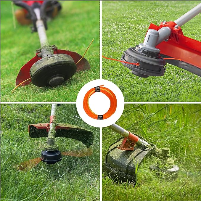 4 Pack String Trimmer Line Compatible with Ego String Trimmer 0.095" 56FT Weed Eater String Pre-Cut Dual Color Fast-Positioning Triangular Twisted Trimmer Line Universal Fit Weed Wacker String