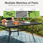 PHI VILLA 9 Piece Patio Dining Set, Outdoor Dining Furniture Patio Table Set with Adjustable Portable Patio Folding Chairs (Blue) & Large Square Outdoor Dining Table for Yard, Garden and Lawn