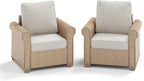 Patio Furniture Set 2 pcs, Wicker Outdoor Patio Furniture, 2 Single Chairs, Rattan Patio Conversation Set for Backyard Deck, Beige