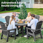 SERWALL Outdoor Adirondack Dining Chair Set of 2, All Weather HDPE Patio Chairs, Grey