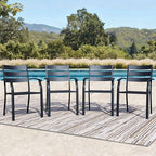 Patio Dining Chairs Set of 4, Black Stackable Outdoor Dining Chairs with Armrest and Wide Back, Wrought Iron Patio Furniture Chairs for Lawn, Backyard, Garden & Deck, Supports 300 LBS