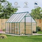 6X11 ft Polycarbonate Greenhouse with Aluminum Frame, Polycarbonate Greenhouse for Outdoors, Greenhouses with Ventilation, Aluminum Large Walk-in Greenhouses for Outside