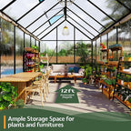 Jocisland 6x12Ft Polycarbonate Greenhouses for Outdoors, 2 Top-Opening Windows, Swing Doors, Aluminum Walk-in Heavy Duty for Outdoor Use, Backyard Garden, Black