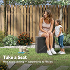 Outdoor Storage Box, 35 Gallon Waterproof Resin Deck Box, Storage Bin for Package Delivery, Patio Furniture Cushion, Garden Tools, Pool Accessories, Weatherproof and UV Resistant, Black