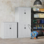 Heavy Duty Tall Storage Cabinet Outdoor Weatherproof, 28 Cuft Garage Storage Cabinet with 4 Adjustable Shelves, Lockable Kitchen Pantry Closer Organizer, 31Wx23Lx66H, Polar White